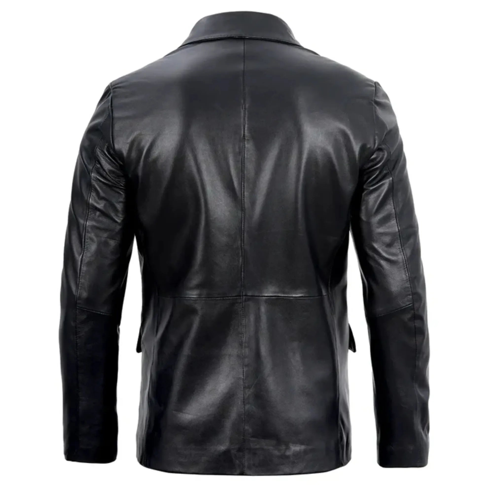 Men's Real sheepskin Black Leather Blazer
