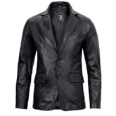 Men's Real sheepskin Black Leather Blazer