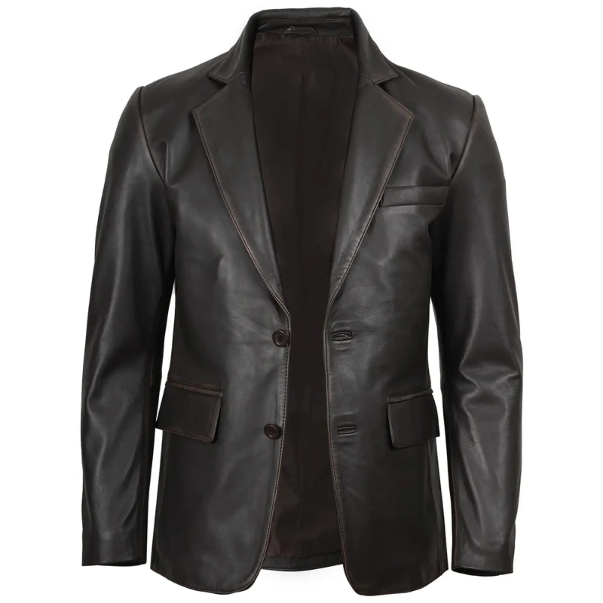 Men's Rub Off Black Leather Blazer