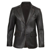 Men's Rub Off Black Leather Blazer