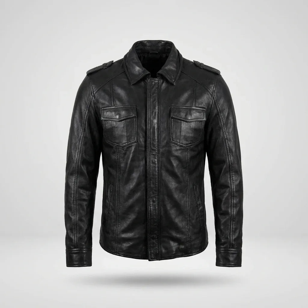 Men's Sheepskin Black Leather Movie Inspired Jacket
