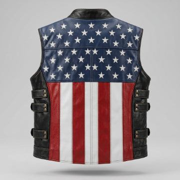 Men's Sheepskin Leather American Flag Inspired West