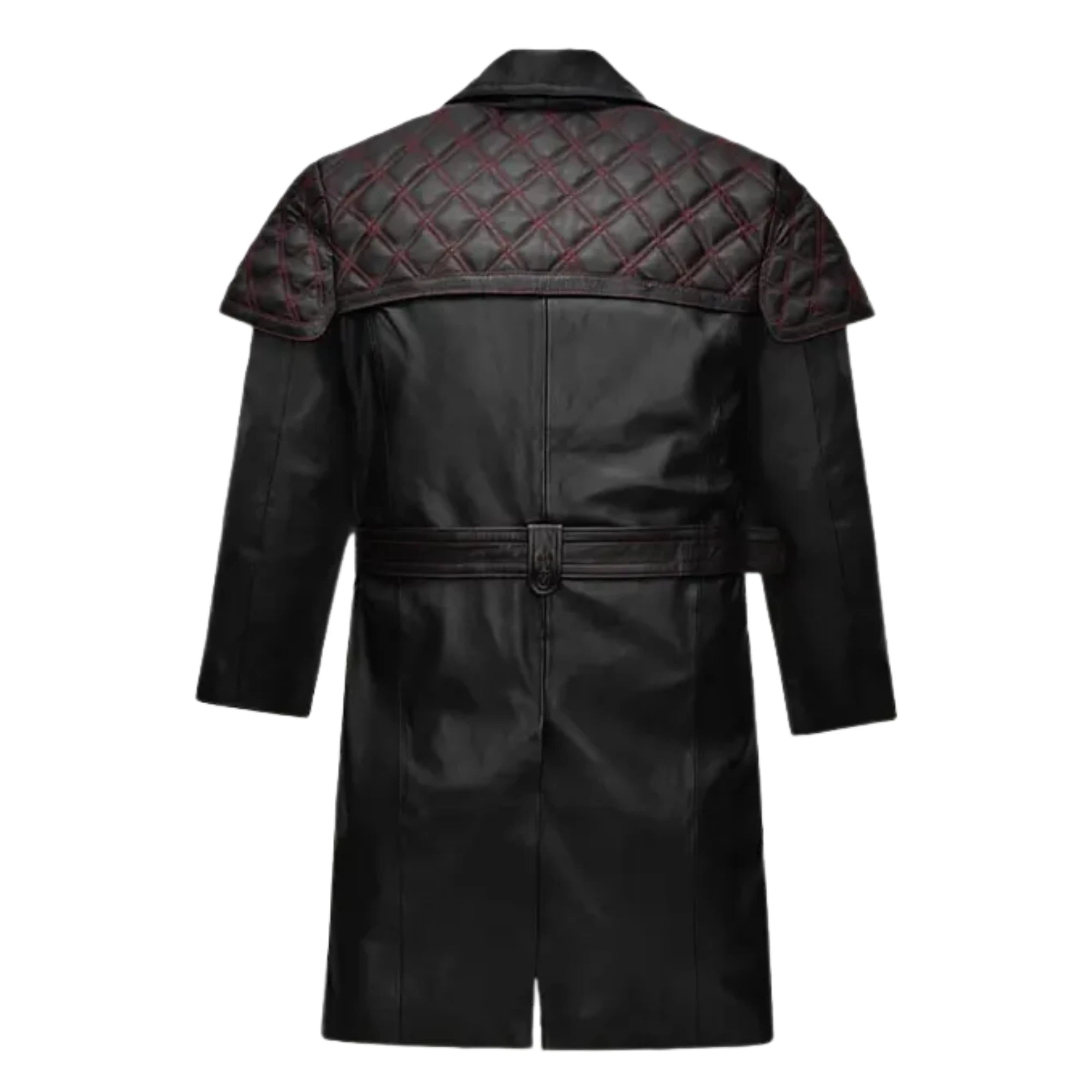 Men's Sheepskin Leather Black Trench Coat