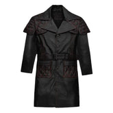 Men's Sheepskin Leather Black Trench Coat