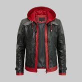 Men's Sheepskin Leather Red Biker Jacket