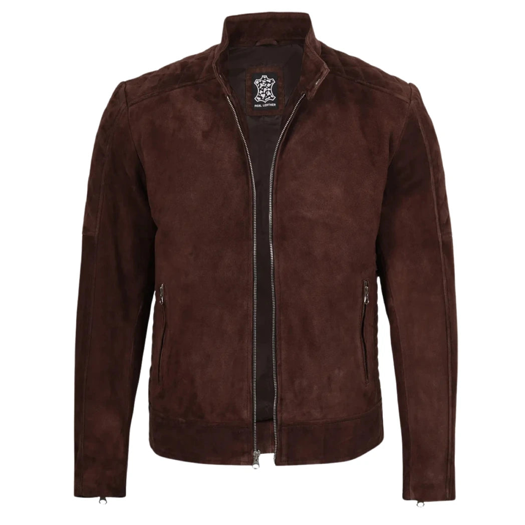 Men's Top Notch Dark Brown Suede Leather Jacket