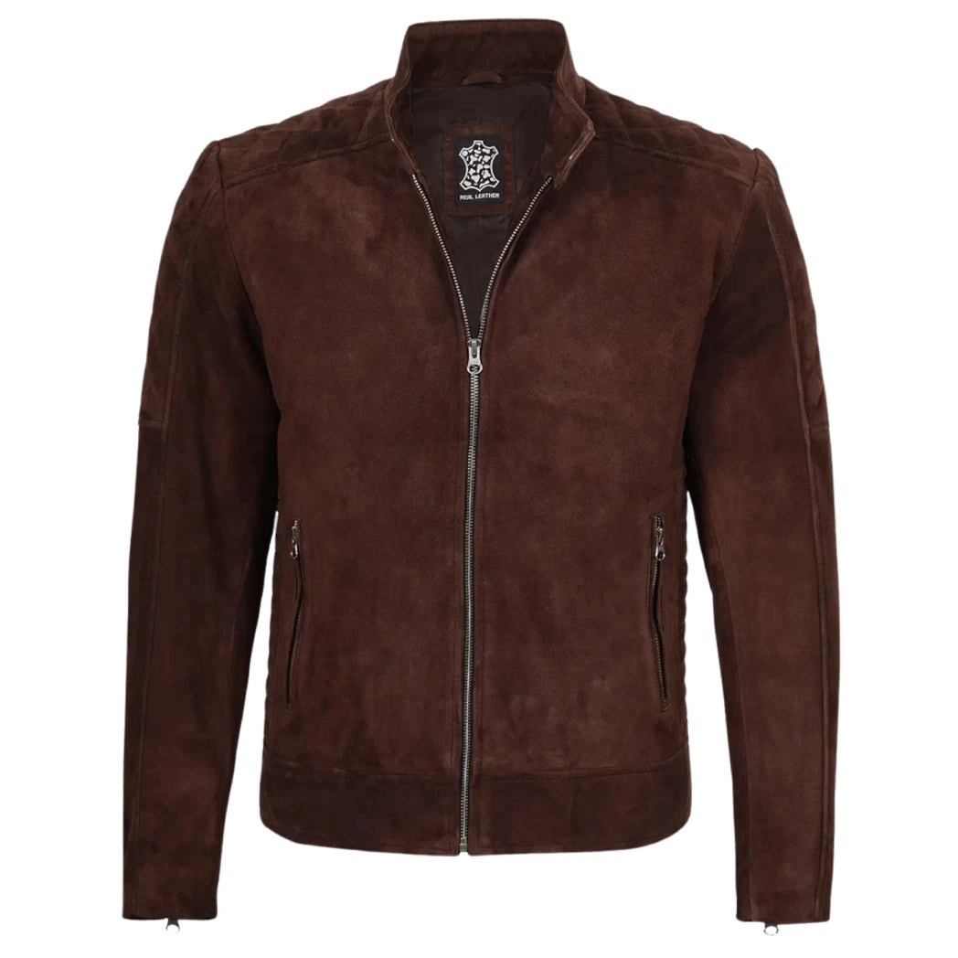 Men's Top Notch Dark Brown Suede Leather Jacket