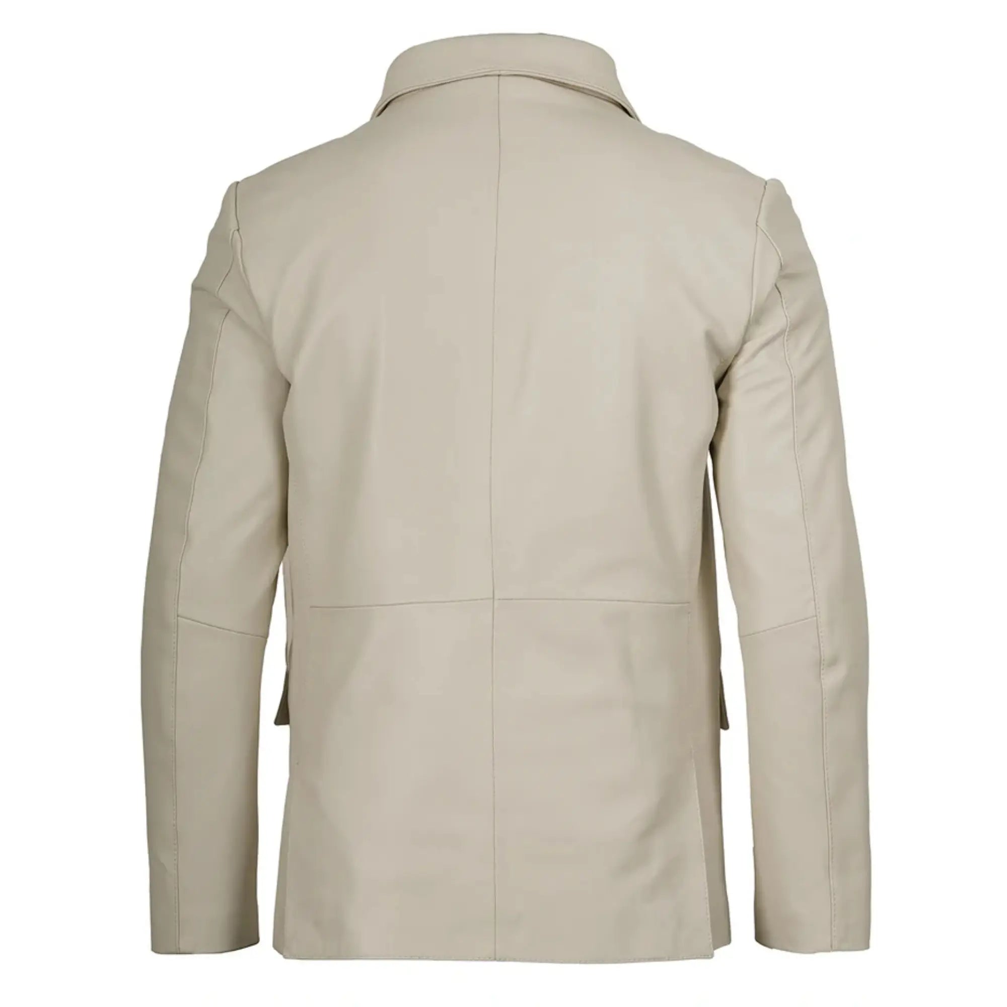 Men's Two Buttons Off White Leather Blazer