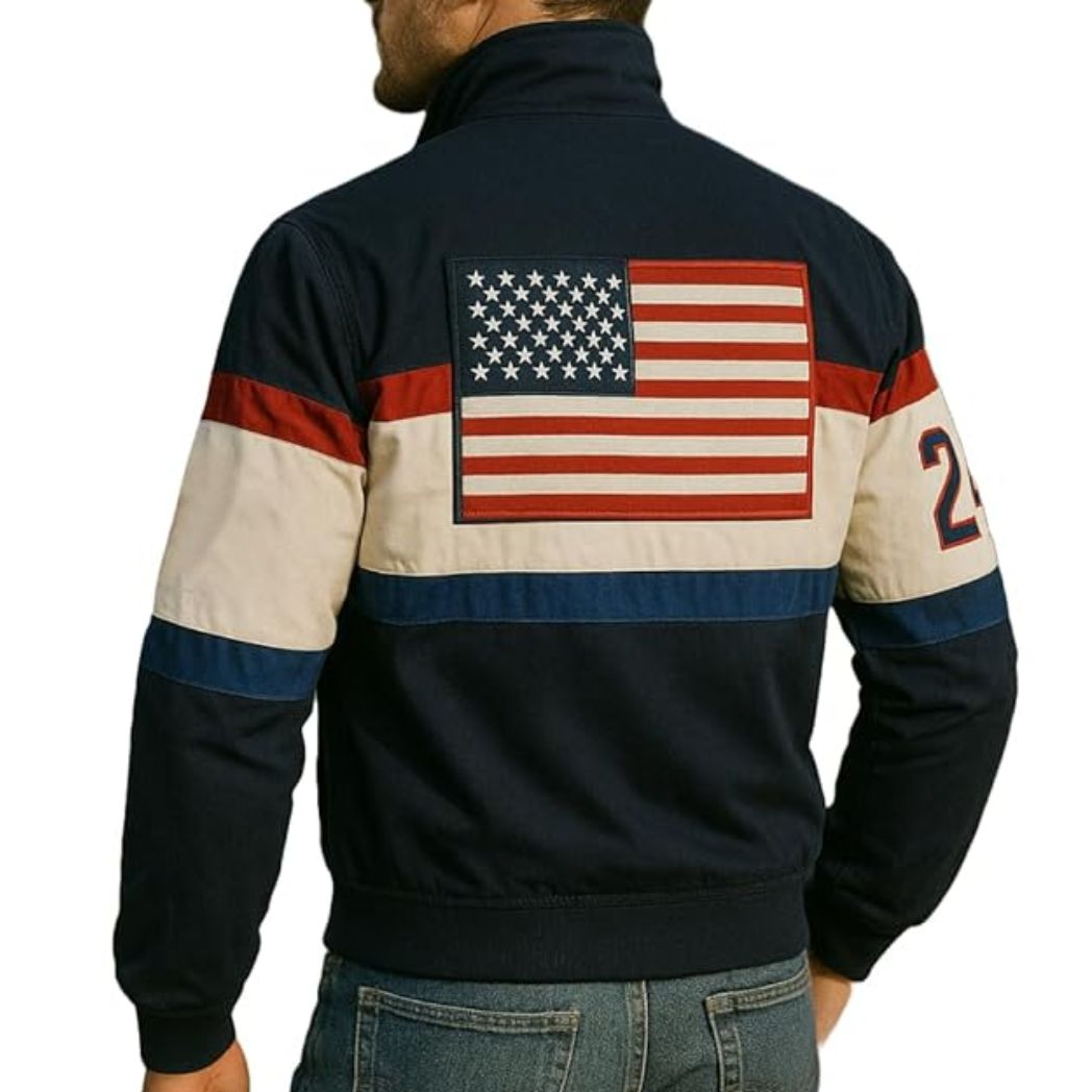 Men's USA Flag Bearer Cotton Bomber Jacket