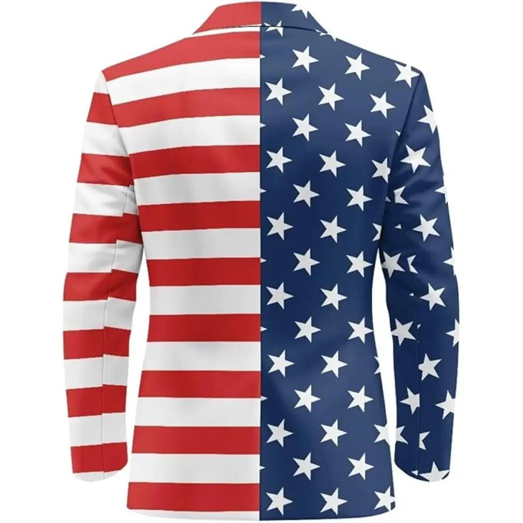 Men's USA Print Casual One-Button Blazer