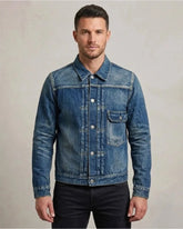 Men's Vintage Medium Wash Type I Denim Jacket with Cinch Back