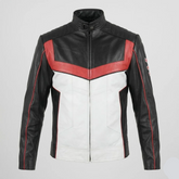 Men's White and Black Sheepskin Movie Inspired Leather Jacket