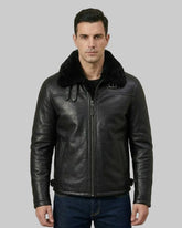 Men's B3 Bomber Black Shearling Leather Jacket