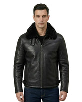 Men's B3 Bomber Black Shearling Leather Jacket