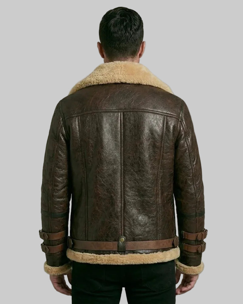 Men's B3 Bomber Flight Sheepskin Aviator Shearling Leather Jacket