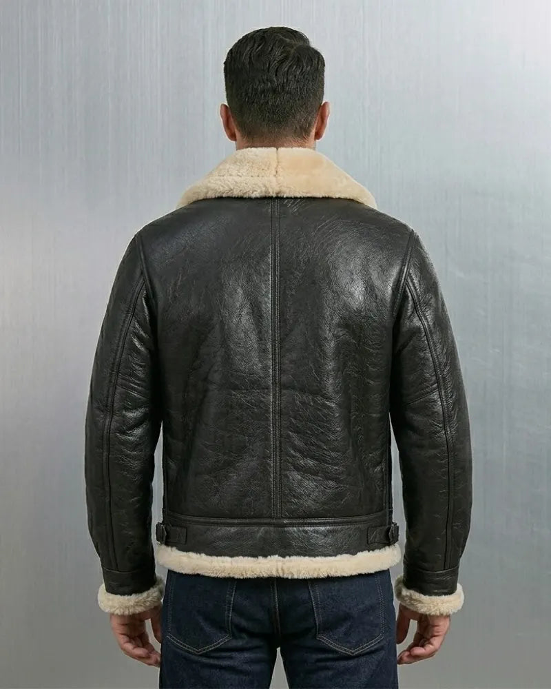 Men's Black Aviator B3 Bomber Leather Jacket