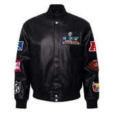 Men's Black Bomber Style Sheepskin Leather Jacket