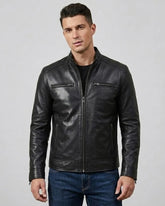 Men's Black Cafe Racer leather Jacket