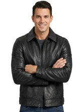 Men’s Black Harrington Sheepskin Leather Jacket