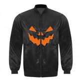 Men's Black & Orange Halloween Pumpkin Bomber Jacket