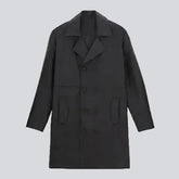Men's Black Sheepskin Leather Trench Coat