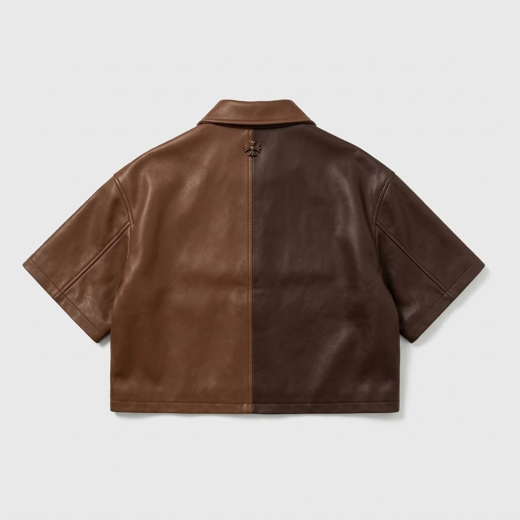 Men's Brown Oversized Leather Shirt Jacket 1