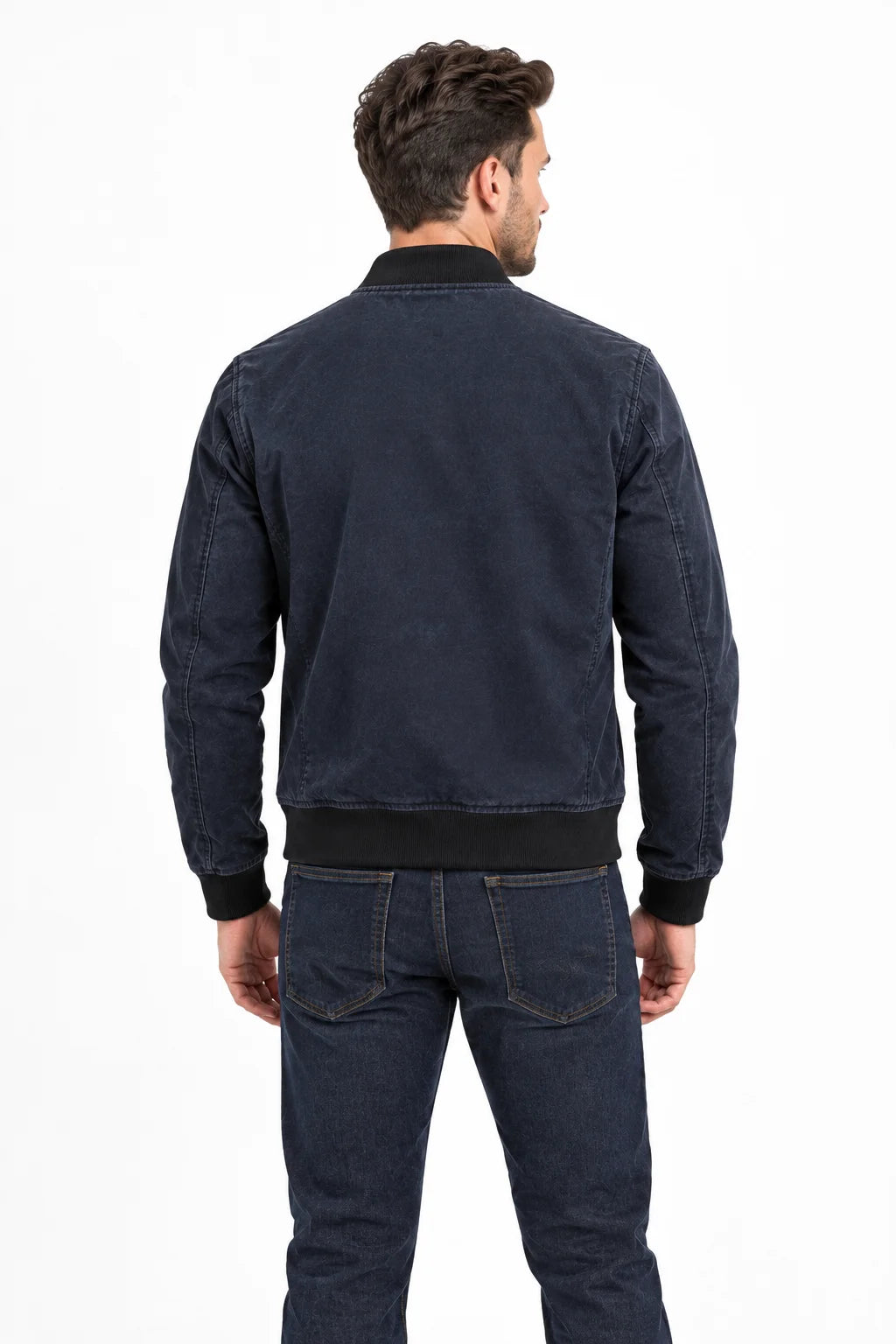 Men's Dark Blue Suede Leather Jacket 2