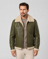 Men's Green Aviator B3 Bomber Leather Jacket