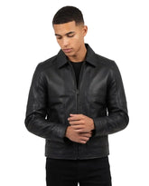 Men's Harrington Vintage Black Leather Jacket