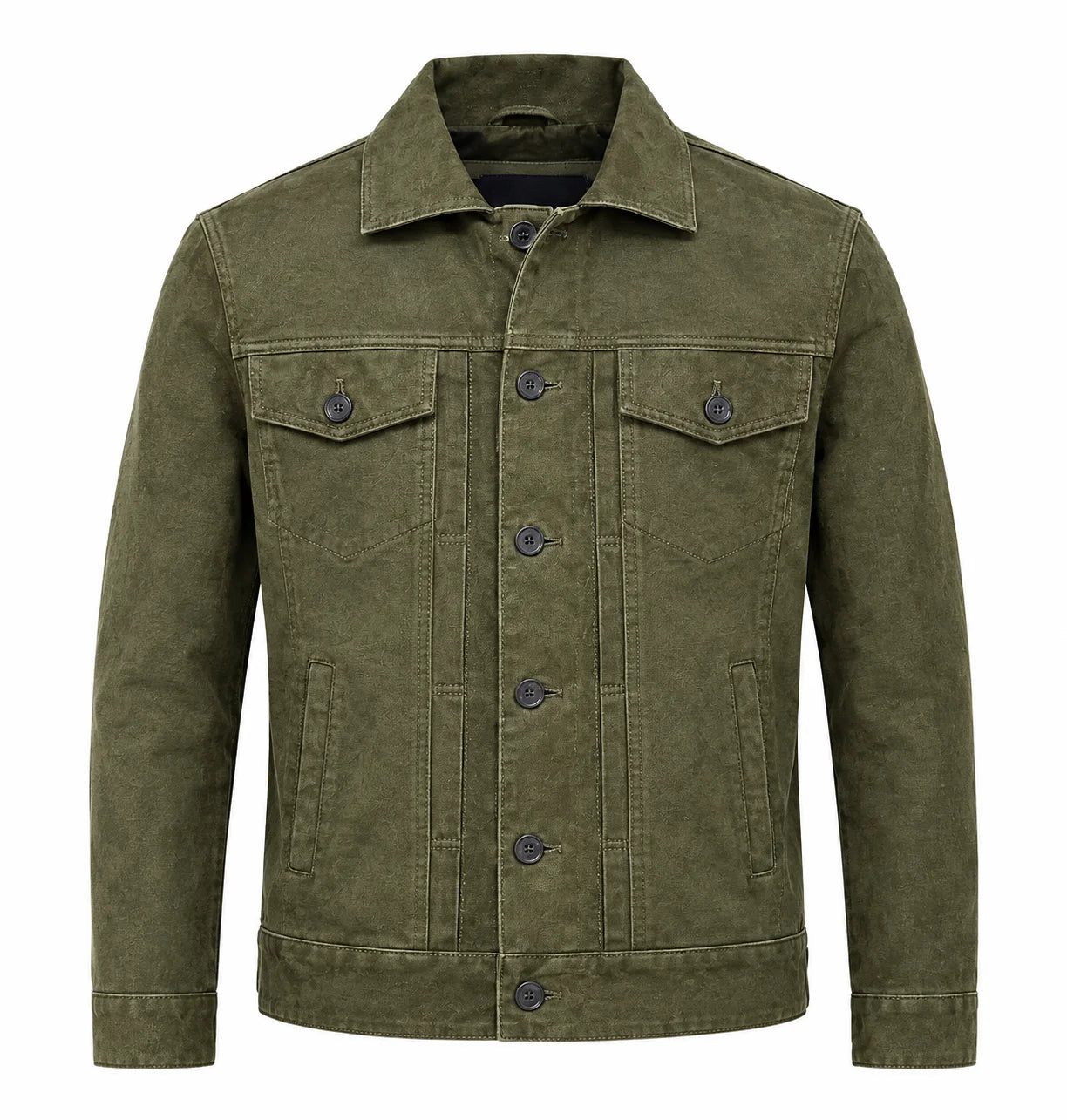 Men's Olive Green Suede Leather Classic Bomber Jacket 3