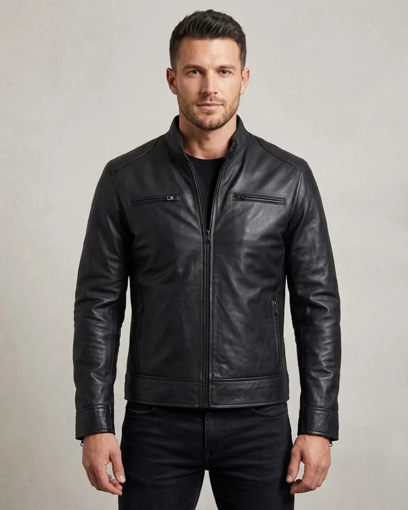 Men's Sheep Leather Matte Black Jacket