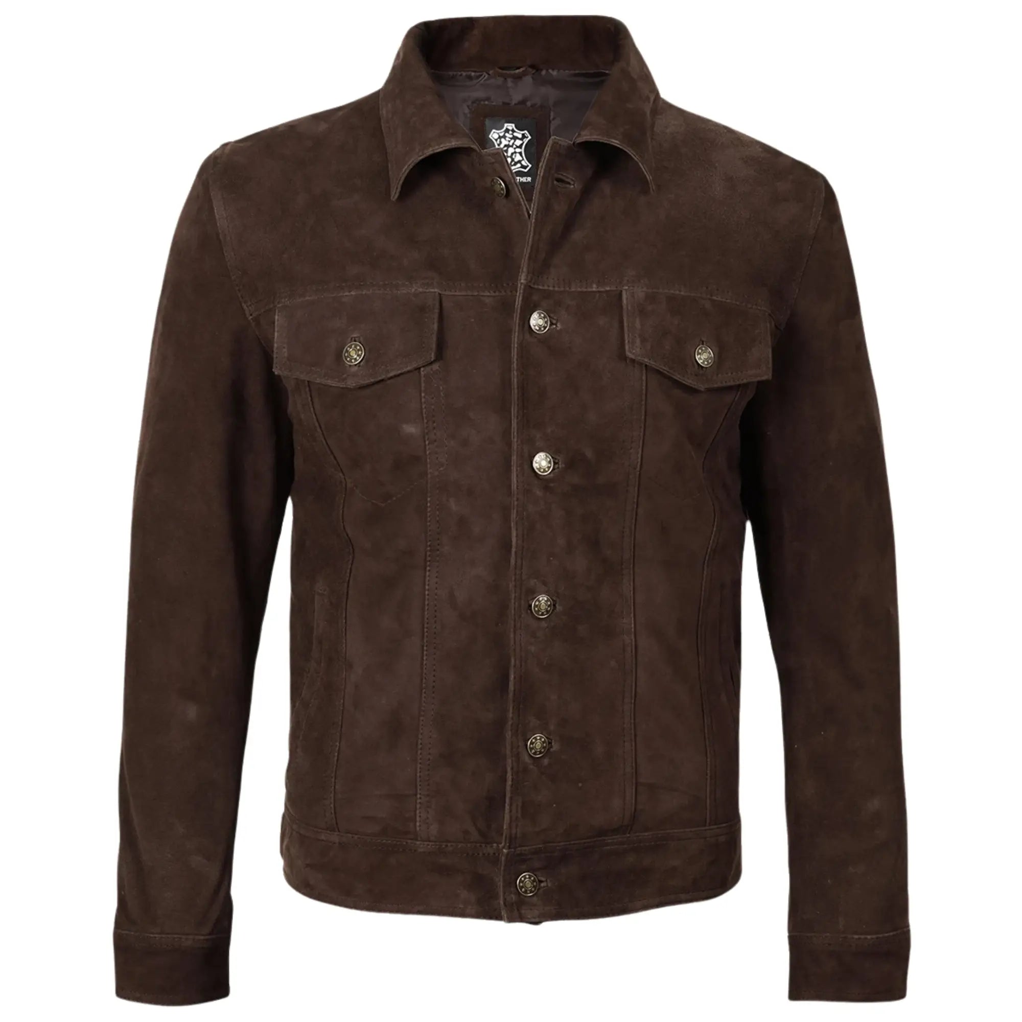 Brown suede jacket on a white background