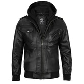 Black leather jacket on a white background