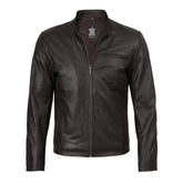 Black leather jacket on a white background