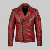 Red Sheepskin Super-Hero Inspired Leather Jacket For Men