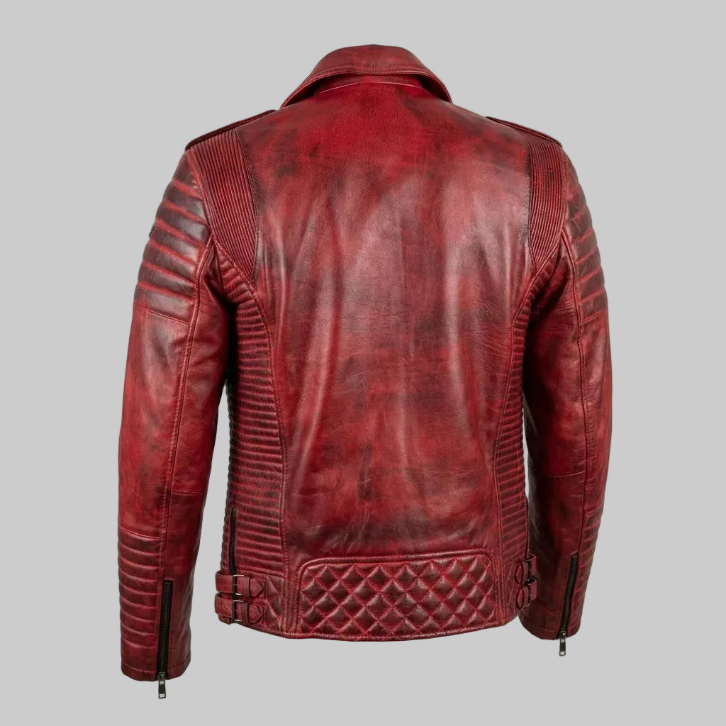 Red Sheepskin Leather Jacket For Men