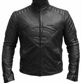 Superman Black Leather Biker Jacket For Men