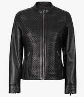 Women's Black Maude Textured Lambskin Leather Jacket