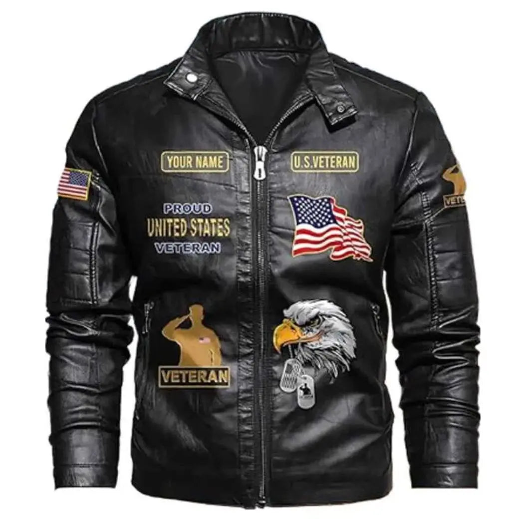 US Army Black Veteran Lambskin Leather Jacket