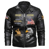US Army Black Veteran Lambskin Leather Jacket