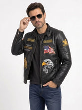 US Army Black Veteran Lambskin Leather Jacket