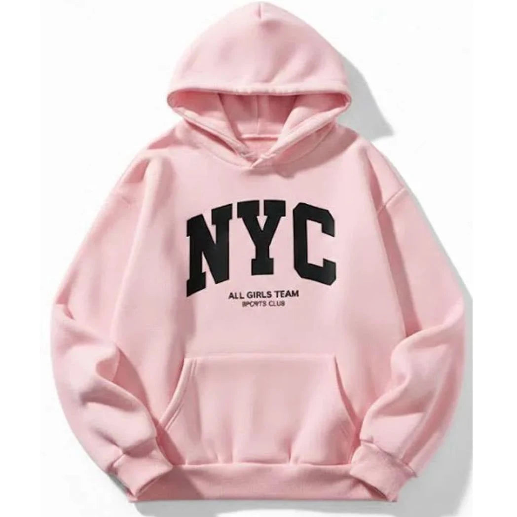 Unisex Pink Tone Cozy Fleece Pullover Hoodie