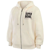 Unisex Off White Zip-Up Fleece Hoodie