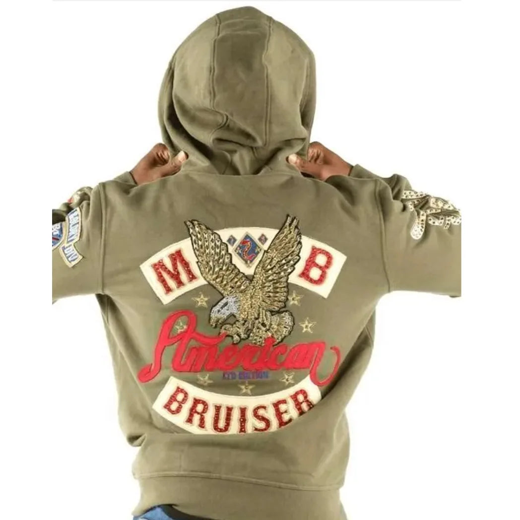 Unisex Olive Green Fleece Zip-Up Hoodie with Hooded Collar