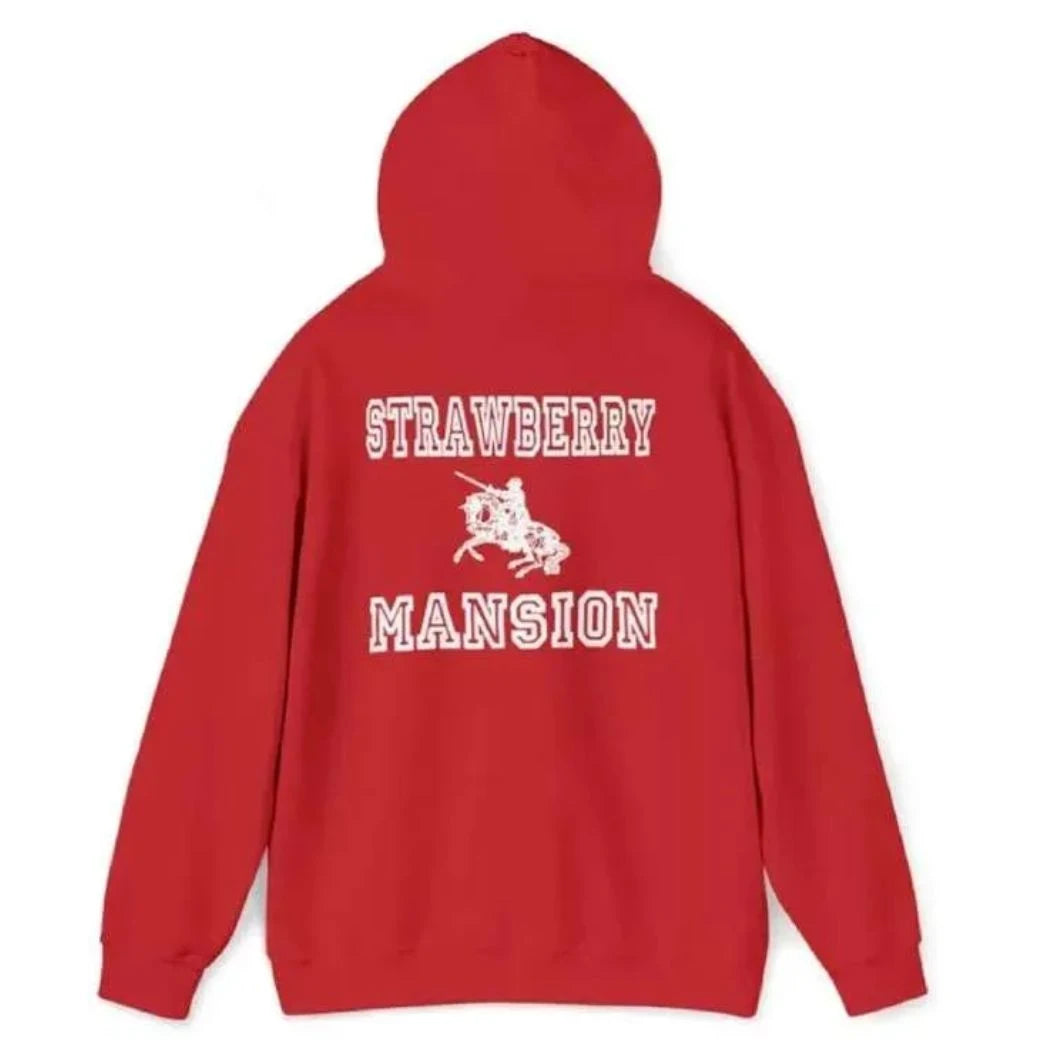 Unisex Red Color Fleece Pullover Hoodie