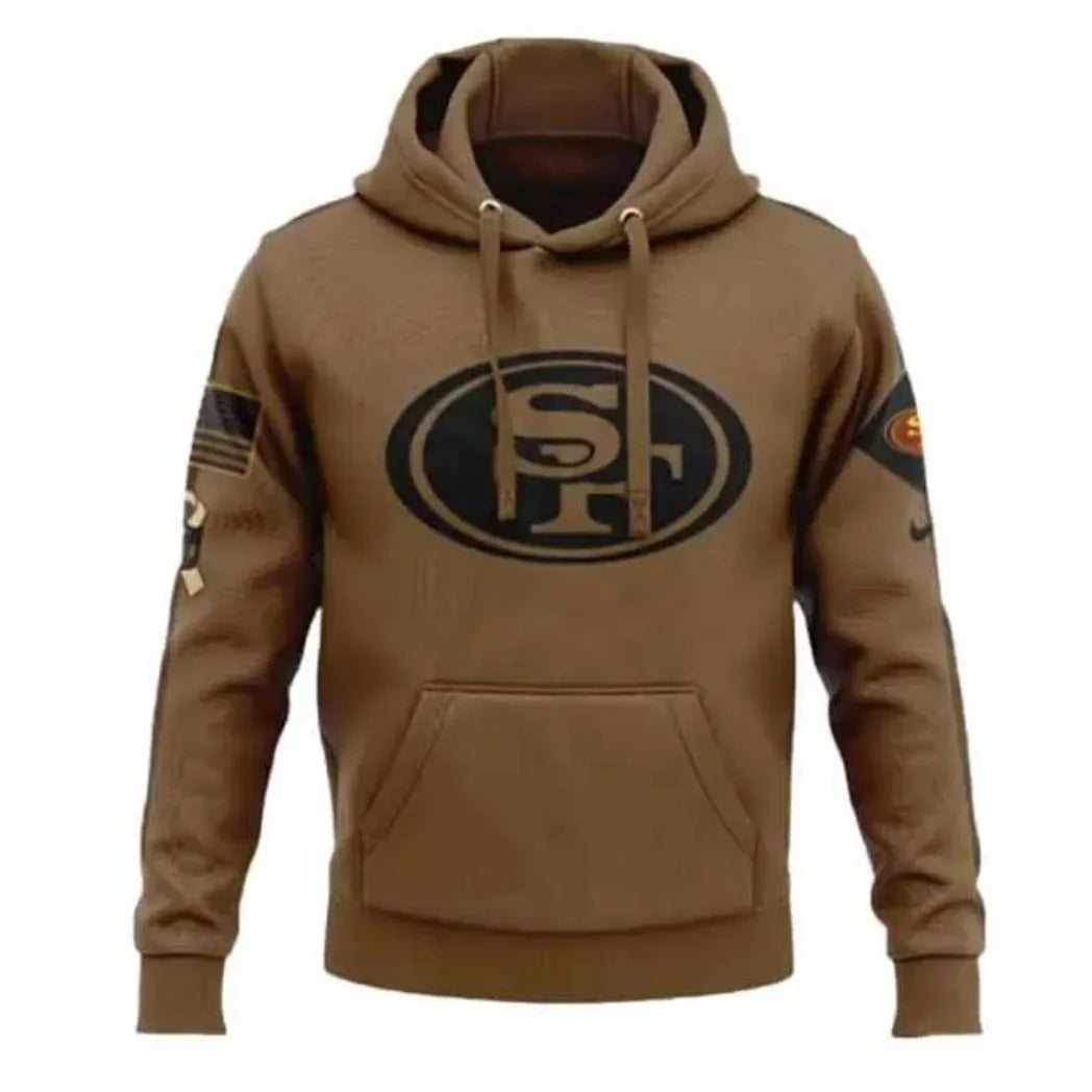 Unisex Rust Brown Fleece Pullover Hoodie with Ribbed Cuffs