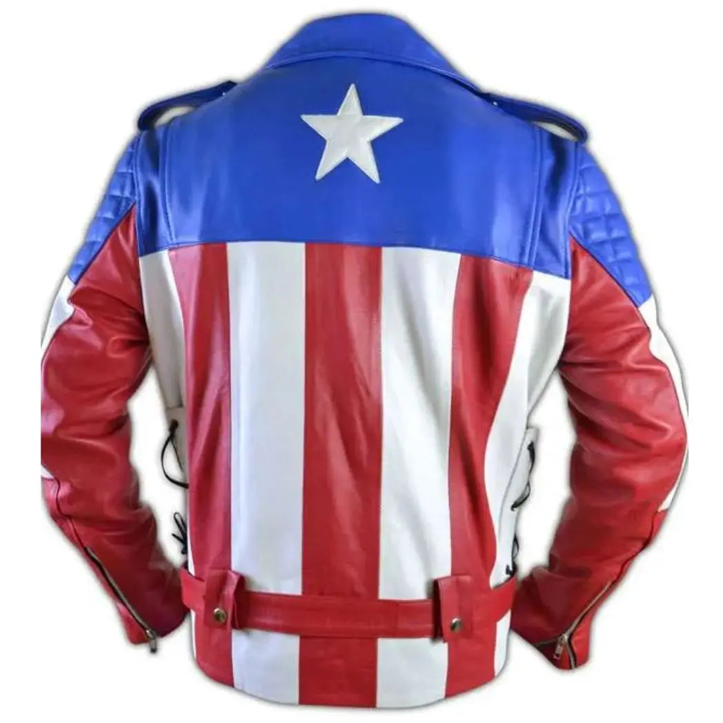 Unisex USA Flag Biker Leather Jacket