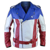 Unisex USA Flag Biker Leather Jacket