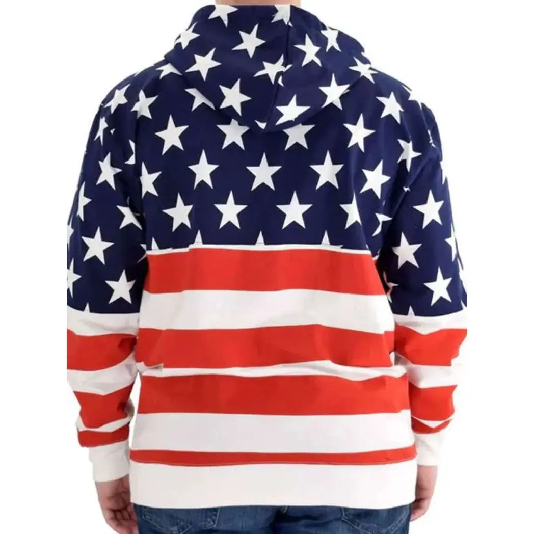 Unisex USA Flag Zip-Up Fleece Hoodie