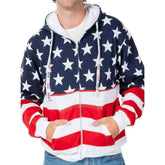 Unisex USA Flag Zip-Up Fleece Hoodie